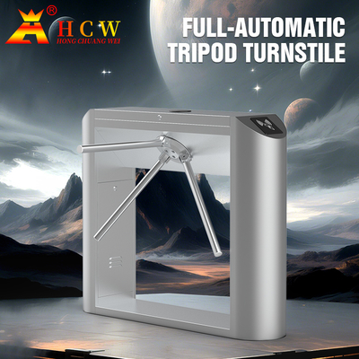 HCW Fingerprint Waist Height SUS304 Tripod Turnstile Gate Three Roller Arm