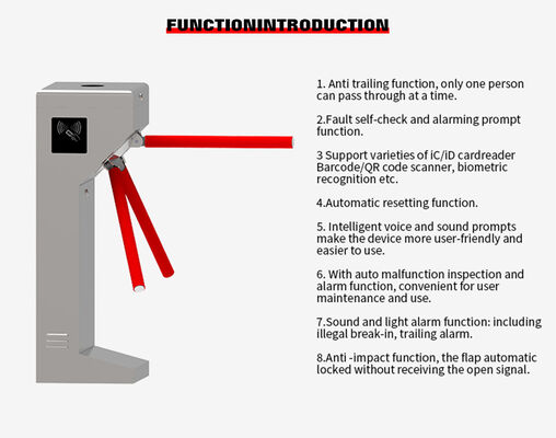 304 Stainless Steel Tripod Turnstile Gate with Long Service Life and High Reliability for Access Control
