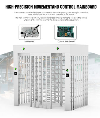 HCW 304 Stainless Steel Pedestrian Access Control Turnstile and 2400*1500*2300mm Full Height